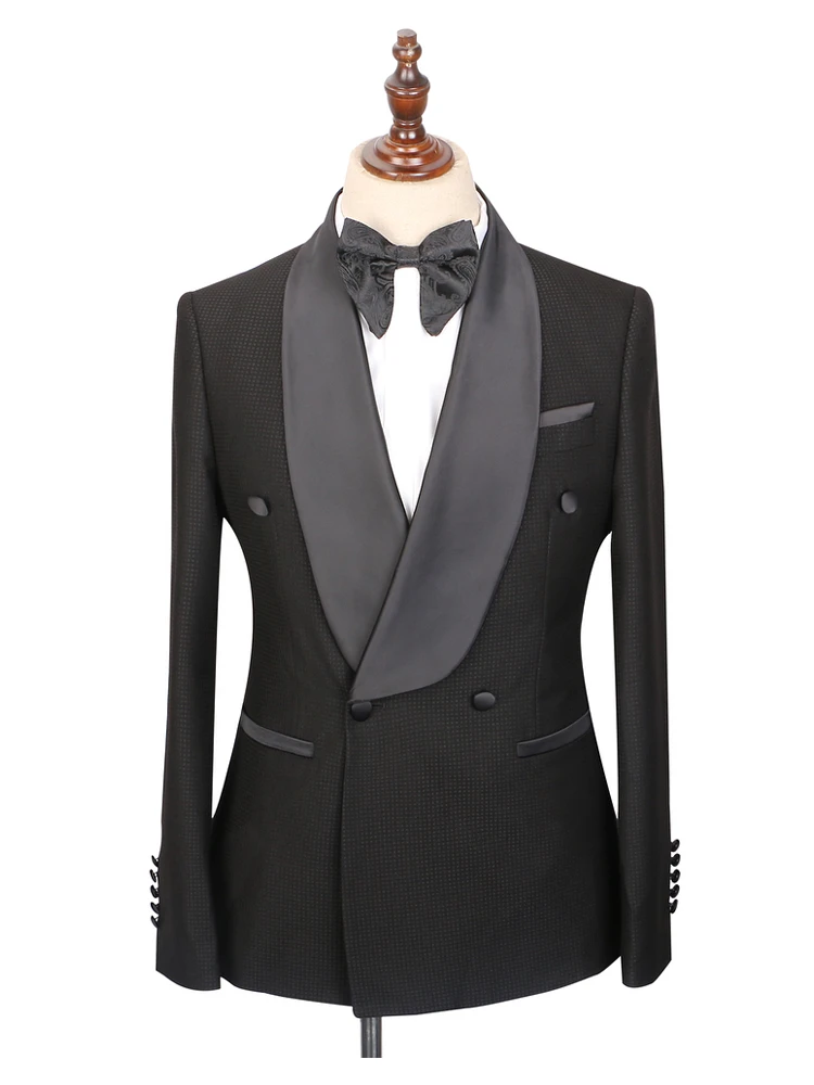 Two Button Charcoal Wool Tuxedo With Black Satin  Custom for Wedding or Prom main image 0